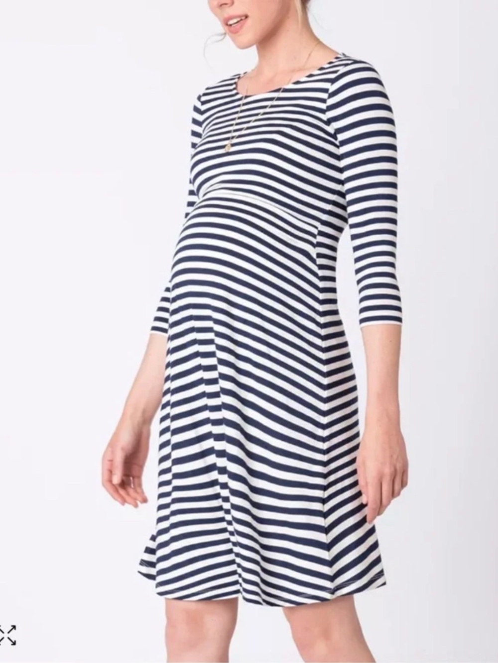 Maternity Nursing Dress Striped Breastfeeding Friendly Seraphine Midi